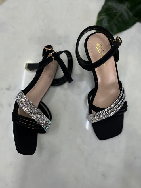Women Luxury Rhinestone Decor Open Toe Buckle Straps